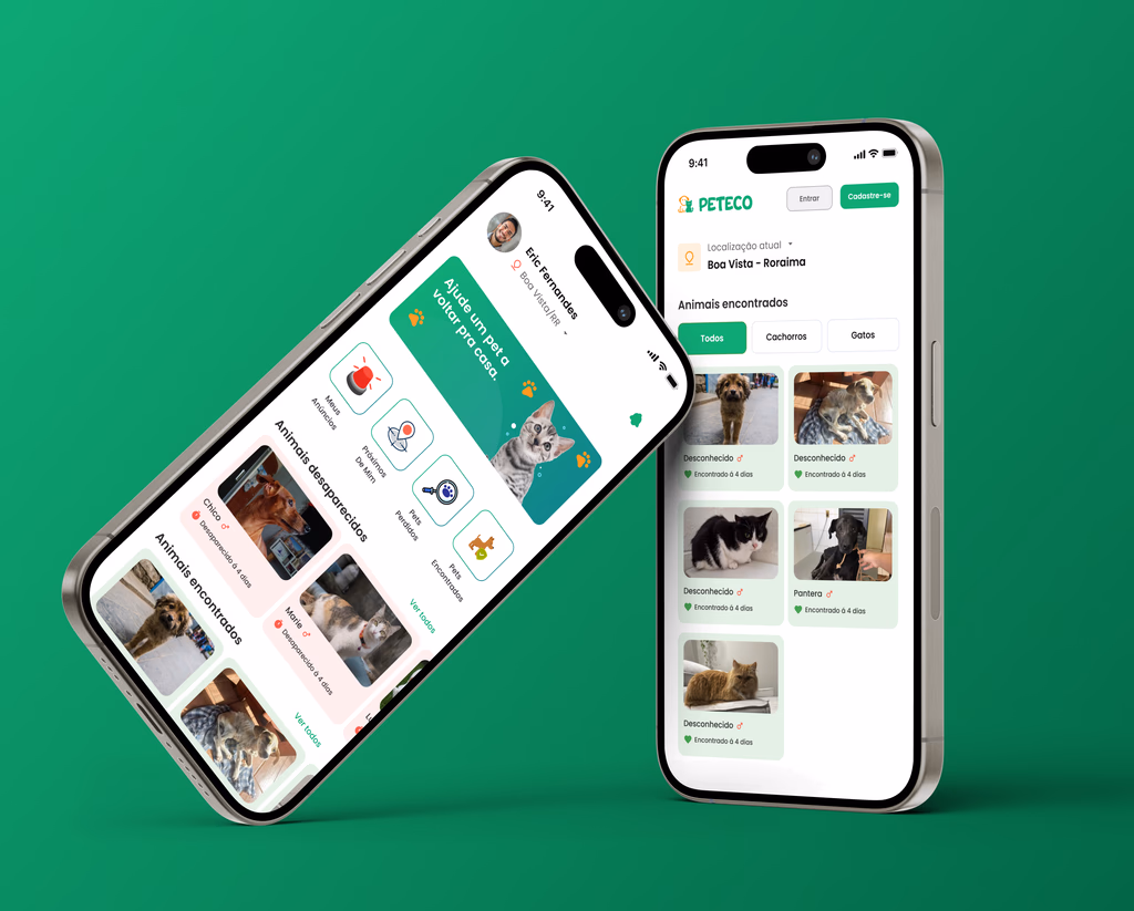 Interface do app PETECO